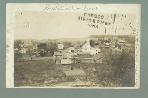 Kendallville IOWA RP 1907 BIRDSEYE VIEW Main Street nr Decorah Cresco Bluffton