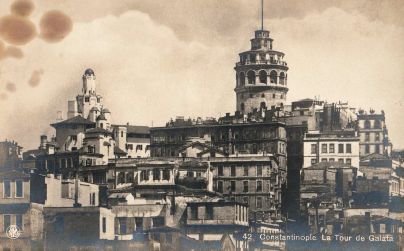 C. 1910 La Tour de Galata Constantinople Real Photo RPPC Vintage Postcard P222 