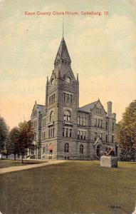 Galesburg Illinois birds eye view Knox Co Court House antique pc Z39713