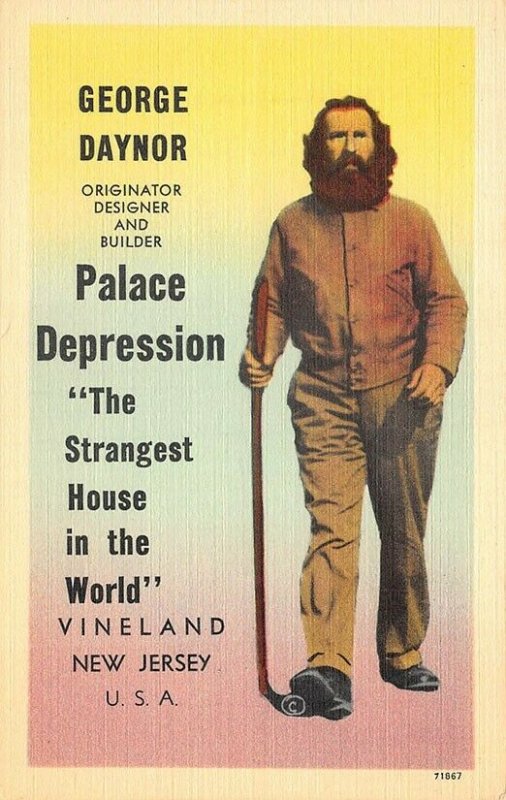 Vineland NJ George Daynor Strangest House in The World in 1929 Postcard