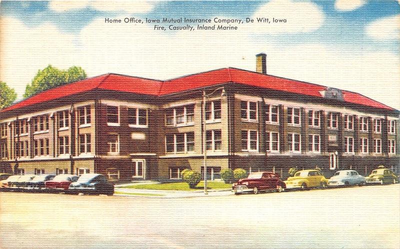 De Witt Iowa Mutual Insurance Company Home Office~1940s Cars in Street