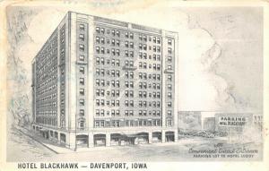 Davenport Iowa 1962 Postcard Hotel Blackhawk