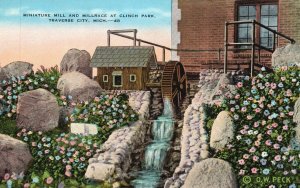 Vintage Postcard Maniature Hill & Millrace Clinton Park Traverse City Michigan