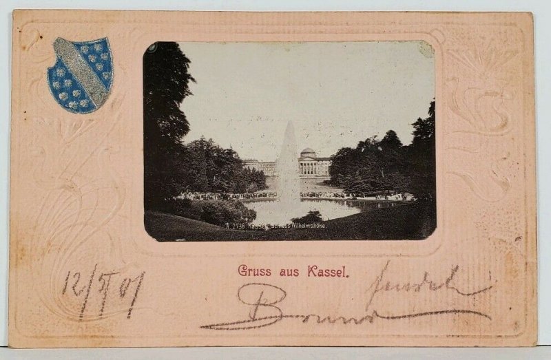 Gruss aus Kassel Germany Coat of Arms & View 1901 Postcard J16