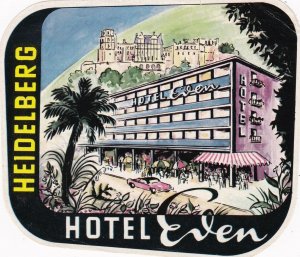 Germany Heidelberg Hotel Even Vintage Luggage Label sk2688