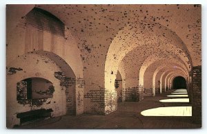 1950s SAVANNAH GA FORT PULASKI GUN GALLERY AMERICAN REVOLUTION POSTCARD P3793