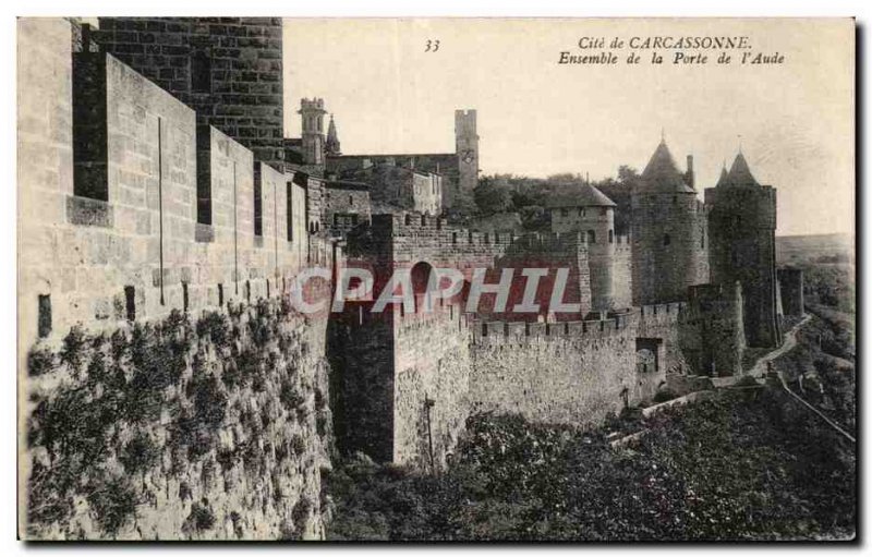 Old Postcard Set Carcassonne Cite Gate of & # 39Aude