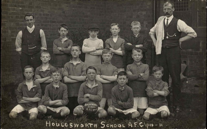 1910 RPPC Houldsworth YORKSHIRE School AFC BOYS SOCCER FOOTBALL TEAM PHOTO