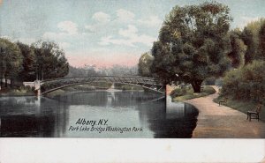 Park Lake Bridge, Washington Park, Albany, NY, Early Postcard, Used in 1912