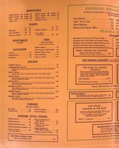 1950s THE BARN RESTAURANT VANCOUVER B.C. CANADA MENU GRANVILLE ST EXC W69