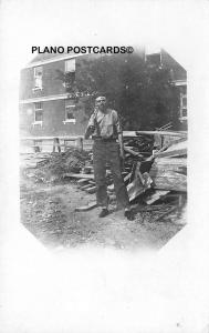 CONSTRUCTION WORKER-EARLY 1900'S RPPC REAL PHOTO POSTCARD