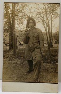 RPPC Man Wearing Indian Costume Wetzel Estate Alburtis Allentown Pa Postcard D12