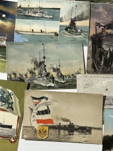 Germany Navy Battleship Postcard Lot (20) Torpedo Boats War Time 1900s SMS Art