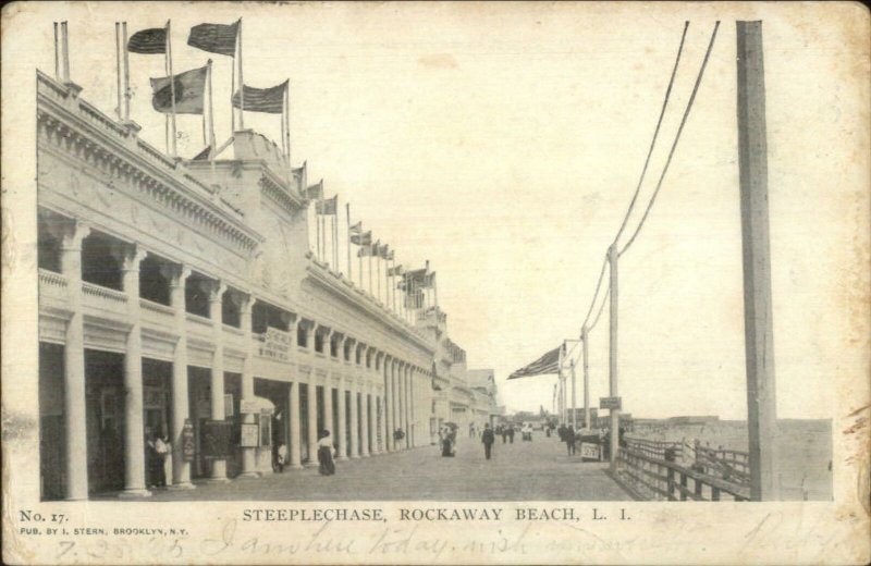 Rockaway Beach Long Island NY Steeplechase c1905 Postcard