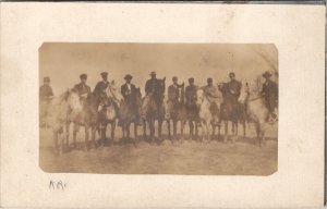 RPPC Men on Horseback 10 guys on Horses c1910 Postcard J21
