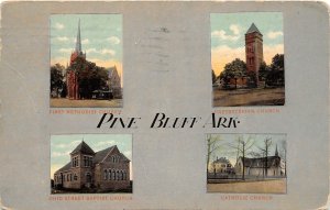 J11/ Pine Bluff Arkansas Postcard c1918 4View Church Buildings 4