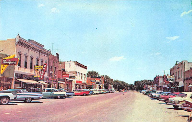 Sterling KS Street View Store fronts Old Cars Postcard