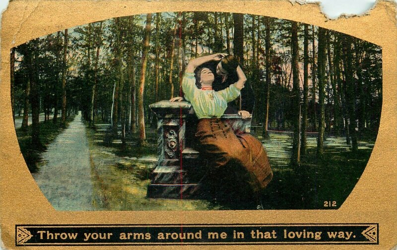 Throw Your Arms Around Me Valentine's Day Postcard Vintage 1909 