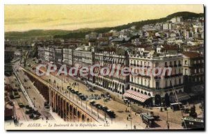 Old Postcard Algiers Boulevard De La Republique
