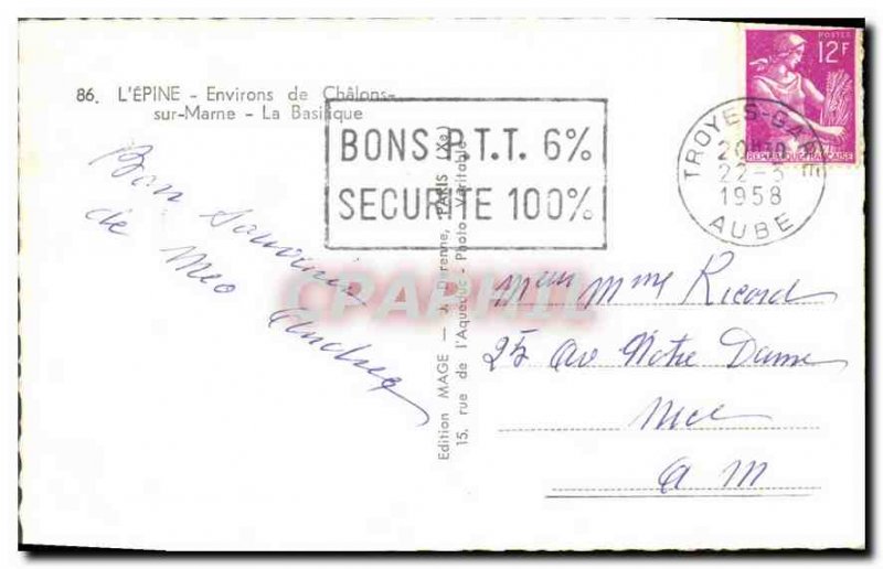 Old Postcard The Thorn surroundings Chalons sur Marne Basilica