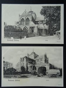 Hampshire 2 x ROMSEY ABBEY EAST & SOUTH c1903 UB Postcard by Peacock Brand