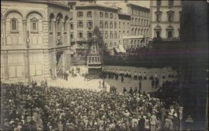 Firenze Florence - Crowded Street Lo Scoppio del Corro Real Photo Postcard