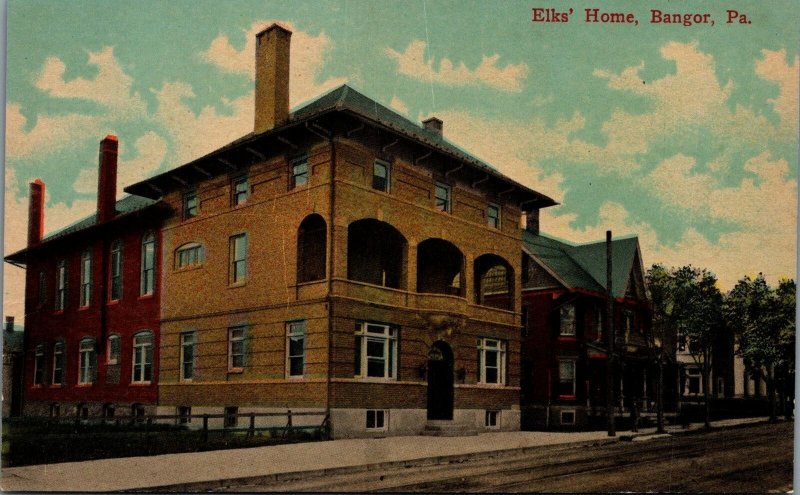 Postcard Elks' Home  Bangor PA