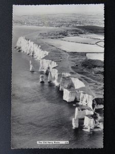 Dorset AERIAL VIEW Isle of Purbeck OLD HARRY ROCKS Handfast Point c1950s RP PC