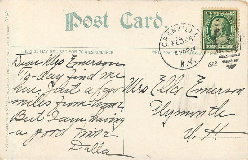 c1909 Postcard; Granville NY Main Street Scene, Washington Co. Horsedrawn Posted 