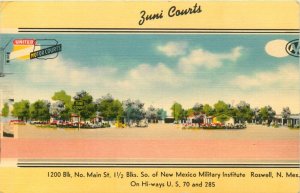 c1960 Zuni Courts, Main Street Roswell New Mexico  Vintage Postcard