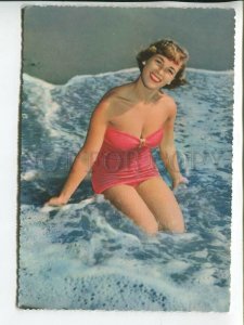 464502 Italy girl in a swimsuit at the sea smiling Old postcard