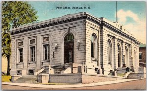 Nashua New Hampshire NH, Post Office Building, Streets Corner, Vintage Postcard