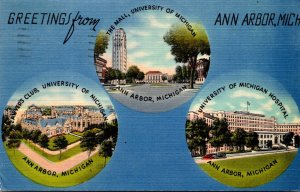 Michigan Ann Arbor Greetings With Multi View University Of Michigan 1941