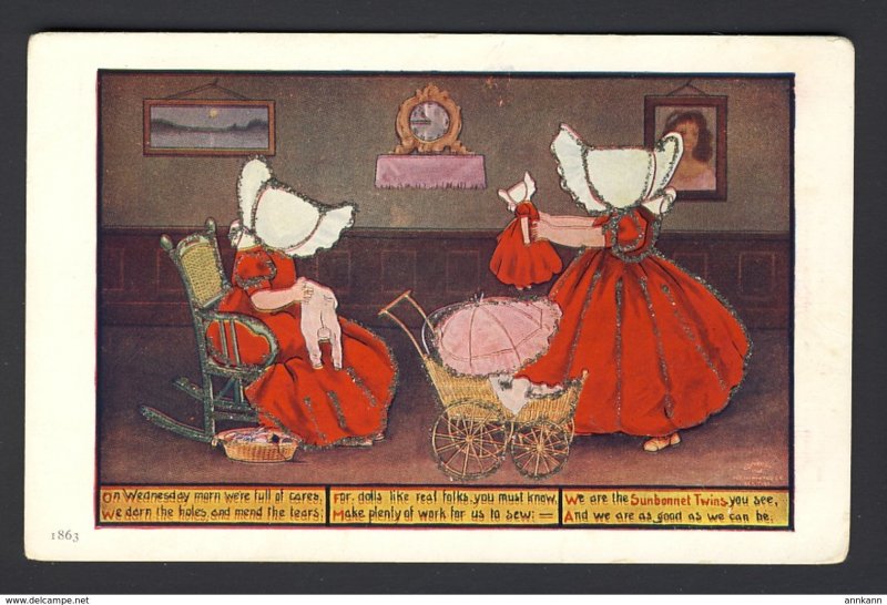 SUNBONNET TWIN GIRL GIRLS - Days of week - Wednesday - SEWING MENDING