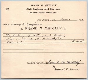 1917   New Bedford  Massachusetts  Dr. Frank M. Metcalf  Receipt  6 x 6