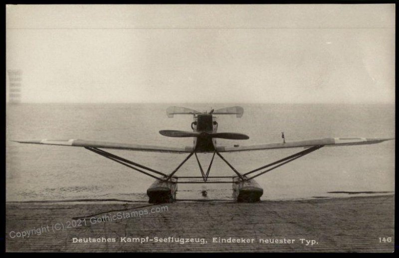 Germany WWI Seaplane Single-Decker Fighter Seaplane Airplane  RPPC G64673