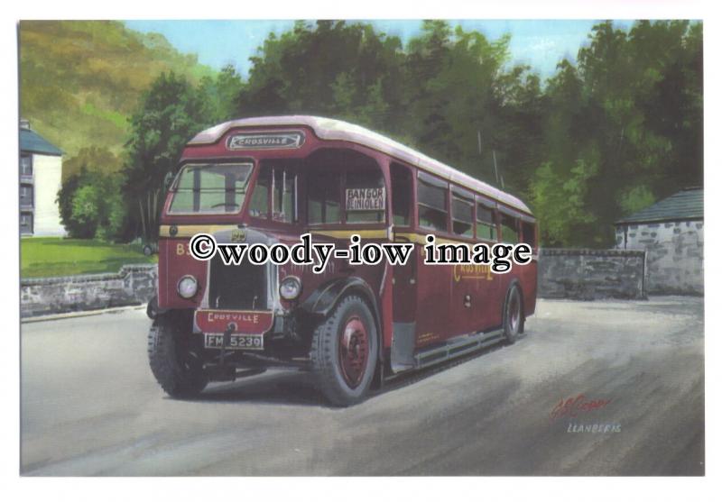 tm5716 - Crosville Bus no B35 at Llanberis - art G S Cooper postcard 