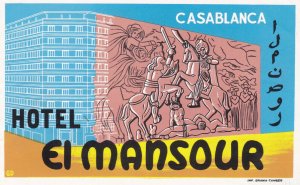 Morocco Casablanca Hotel El Mansour Vintage Luggage Label sk3199