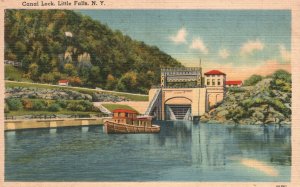 Vintage Postcard 1930's Canal Lock Little Falls New York N. Y.