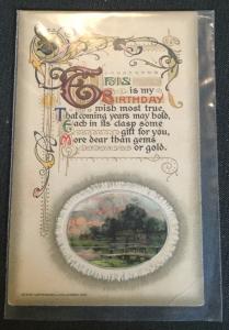 Postcard Used Embossed “Birthday Wish” House LB