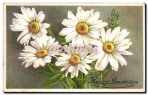 Old Postcard Fantasy Flowers Happy Birthday