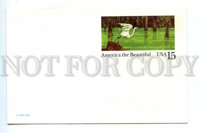 499021 1989 USA fauna bird heron America Beautiful POSTAL STATIONERY postal