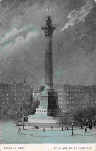 La Place de la Bastille Paris Night Nuit France 1905c Tuck postcard