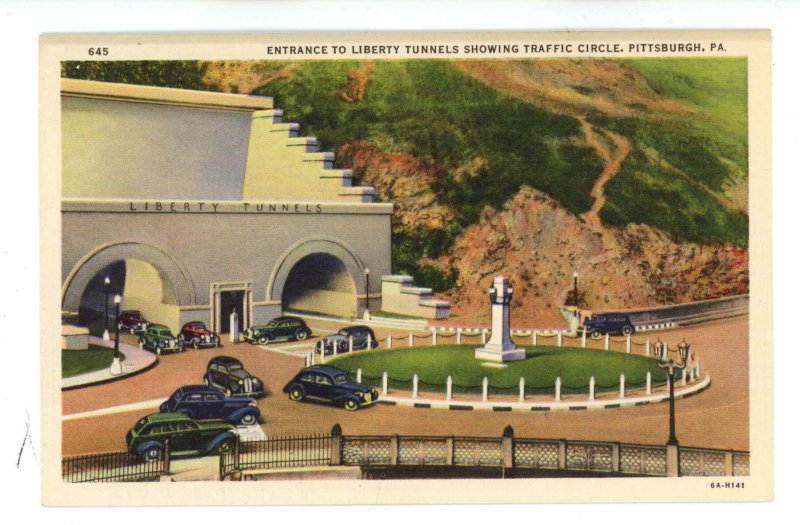 PA - Pittsburgh. Traffic Circle at Liberty Tunnels ca 1936 Street Scene
