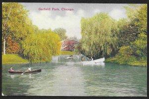 Garfield Park Row Boats Chicago Illinois Unused c1910s