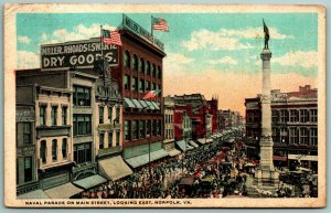 Naval Parade Main Street View Looking East Norfolk VA Virginia WB Postcard G13