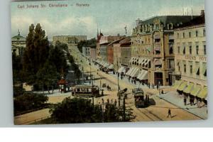Norway Trolley Street Scene c1910 Postcard