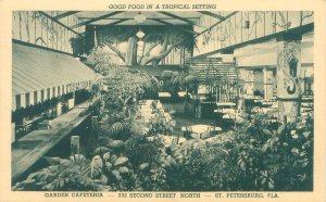 St Petersburg, Florida Garden Cafeteria 232 2nd St N B&W Postcard Unused