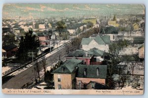 1911 Dunkirk Ohio OH Vintage Postcard Birds Eye View Houses Building Street Road