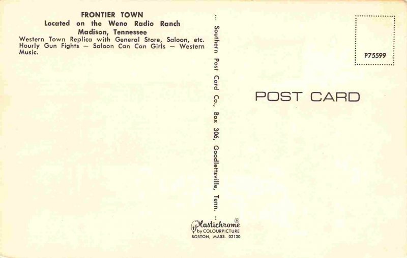 Frontier Town Weno Radio Ranch Madison Tennessee 1960s postcard